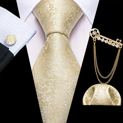 Gold Silk Tie Set Gold Tie set Luxurious Weddings