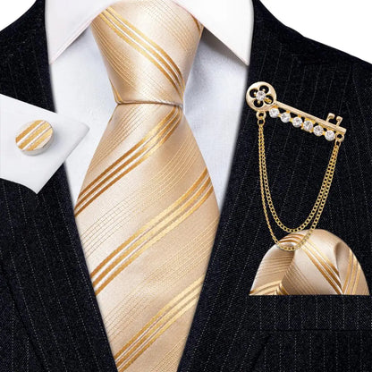 Gold Silk Tie Set Gold Tie set Luxurious Weddings