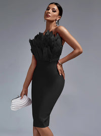 Sexy Black Bandage Party Dress with Feather Detail Dresses Luxurious Weddings