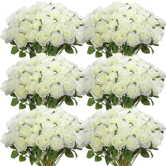 50 Silk Red Roses - Perfect for Weddings, Parties, and Home Decor Centerpieces Luxurious Weddings