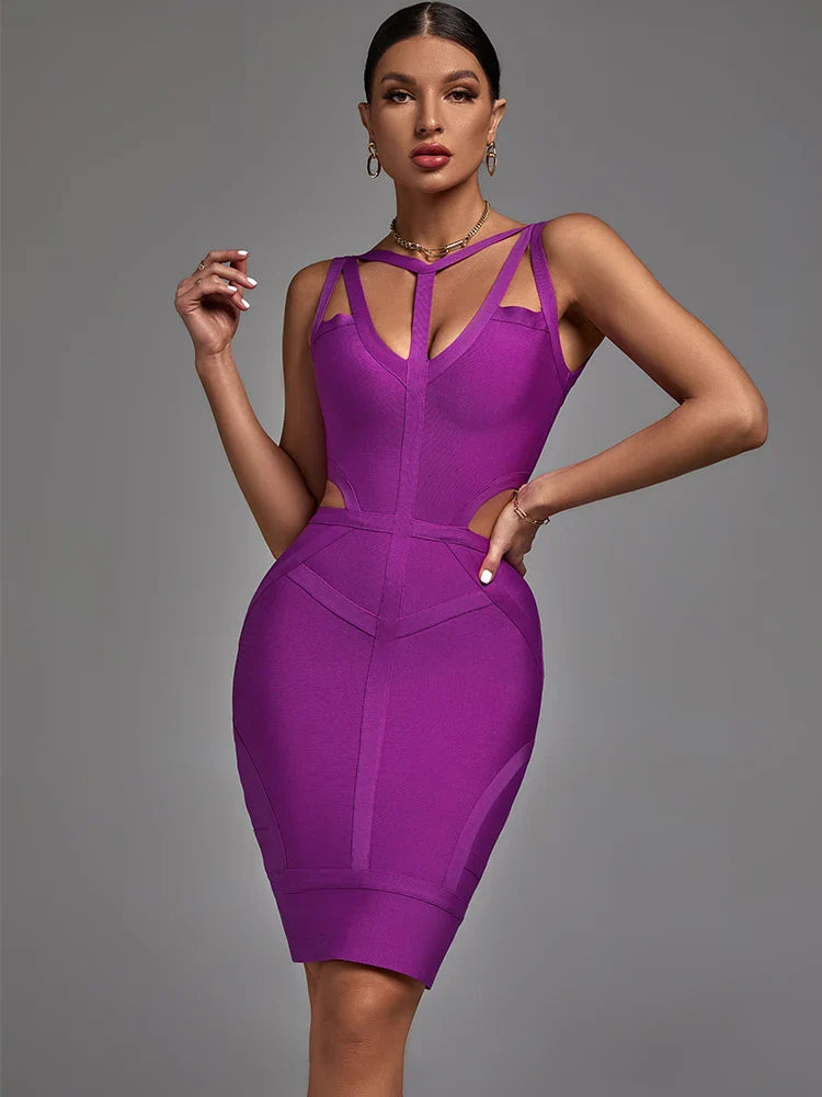 Monica Purple Bandage Dress Dress Luxurious Weddings