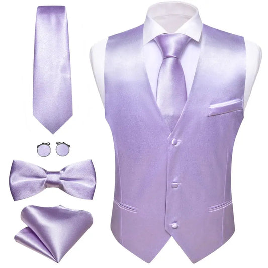 Men's Waistcoats Luxury Silk Soid Vest Set Waistcoats Luxurious Weddings