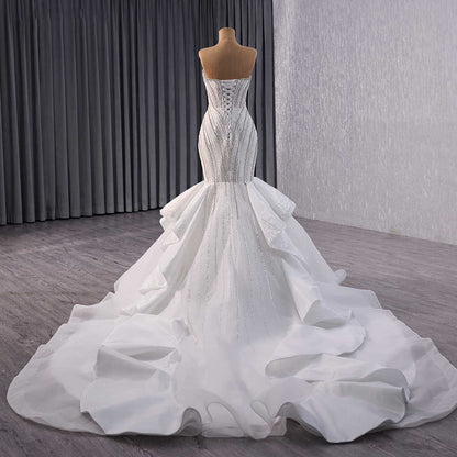 Crystal Square Collar Sequins Wedding Dress Wedding Dress Luxurious Weddings