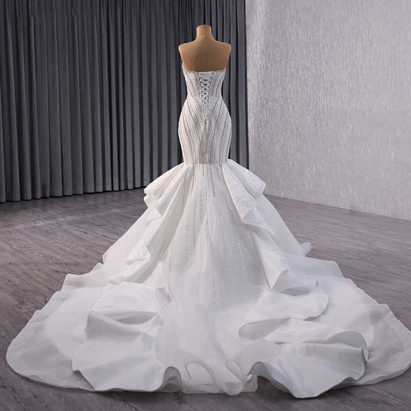 Crystal Square Collar Sequins Wedding Dress Wedding Dress Luxurious Weddings