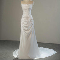 Elegant Satin Ruched Slim Mermaid Wedding Dress Trumpet | Mermaid Gown Luxurious Weddings