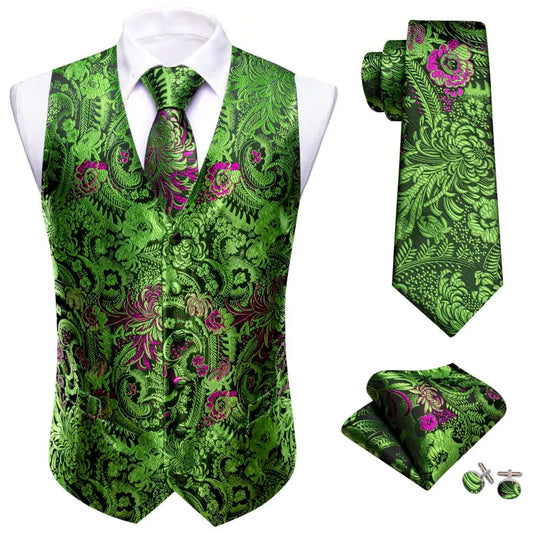 Elegant Vest Set for Men Waistcoat Tie, Cufflinks Waistcoats Luxurious Weddings