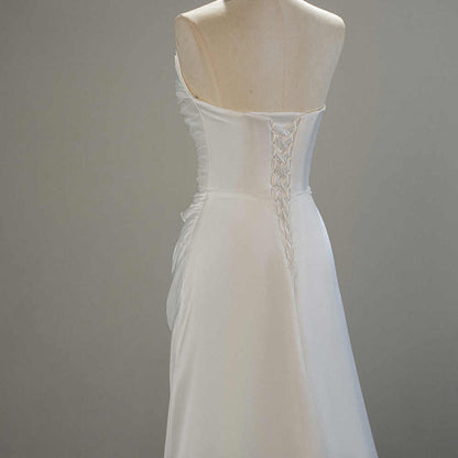 Elegant Satin Ruched Slim Mermaid Wedding Dress Trumpet | Mermaid Gown Luxurious Weddings