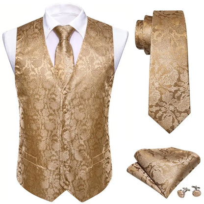 Men’s Luxury Silk Waistcoat Set | Gold Waistcoat Sets Luxurious Weddings