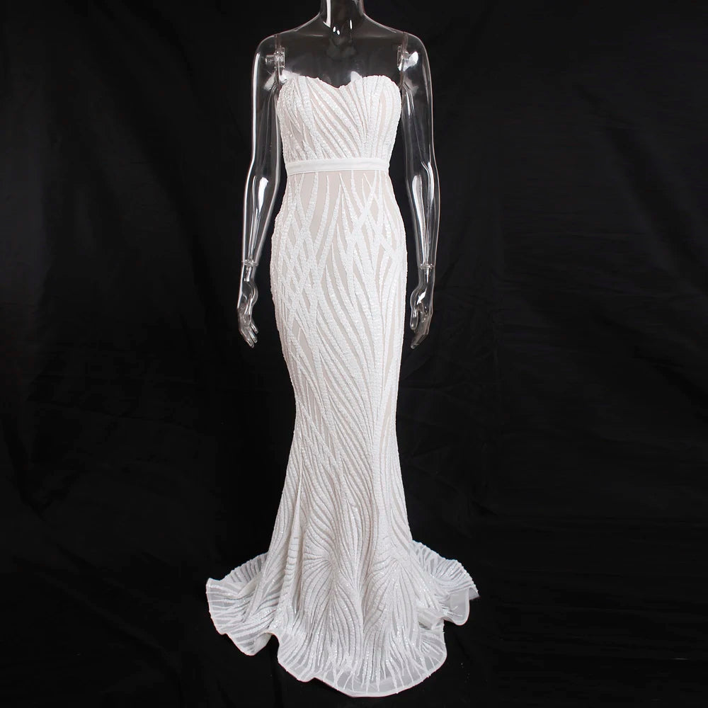 Sparkly White Sequin Mermaid Bridesmaid Dress Bridesmaid Dresses Luxurious Weddings