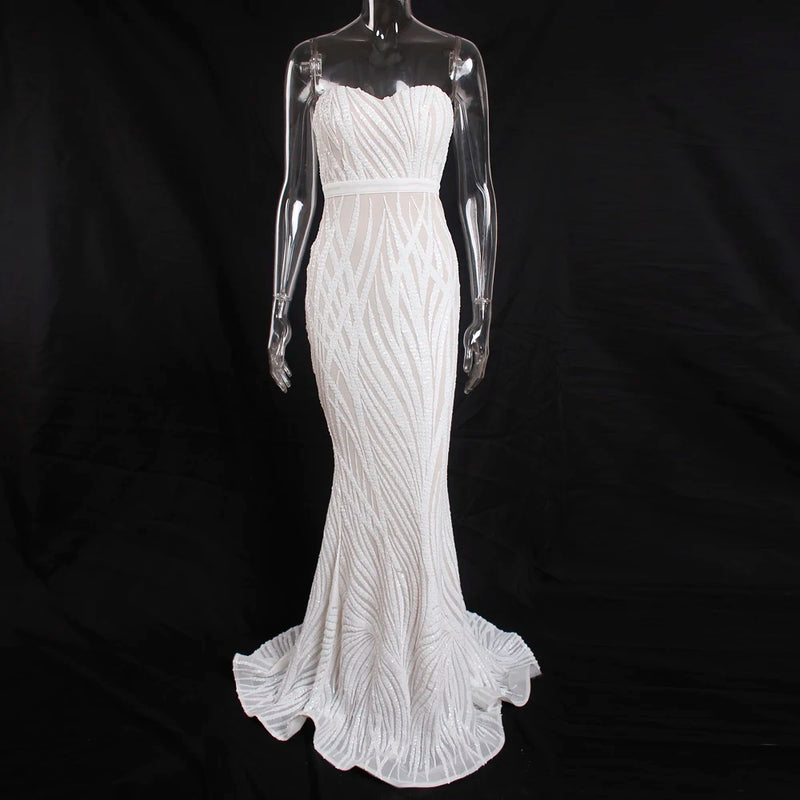 Sparkly White Sequin Mermaid Bridesmaid Dress Bridesmaid Dresses Luxurious Weddings