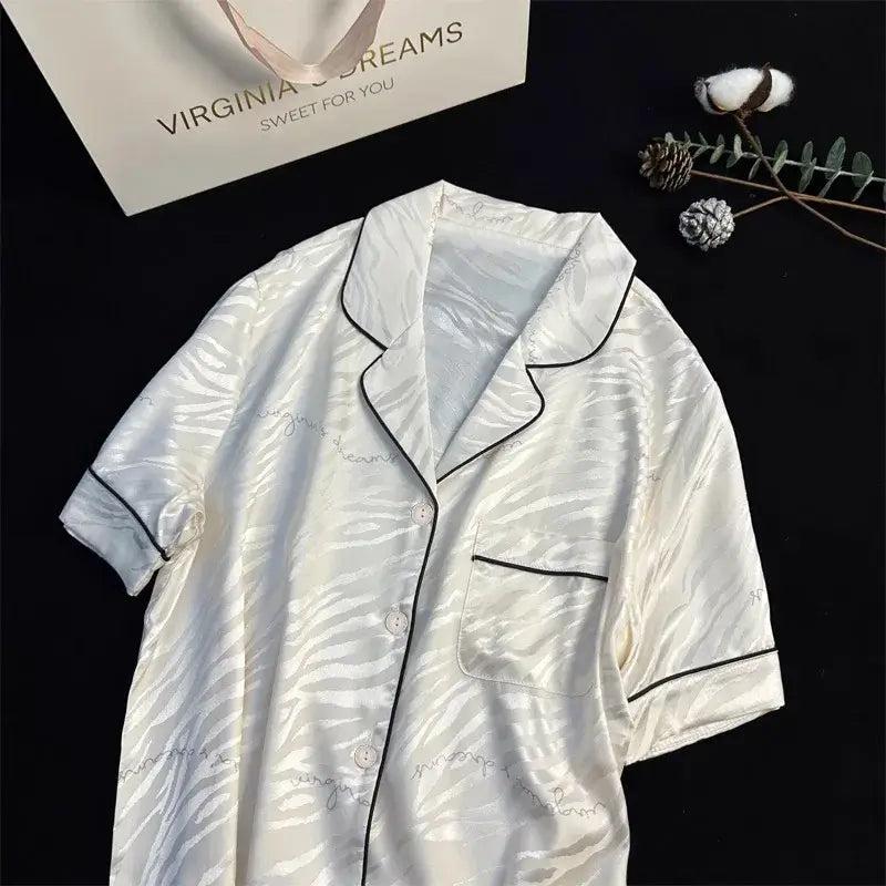 Luxury Zebra Stripe Print Silk Pajama Set Silk Pajama's Luxurious Weddings