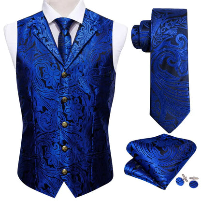 Men's Luxury Silk Waistcoat Set | Blue Waistcoat Luxurious Weddings