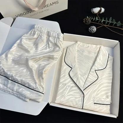 Luxury Zebra Stripe Print Silk Pajama Set Silk Pajama's Luxurious Weddings