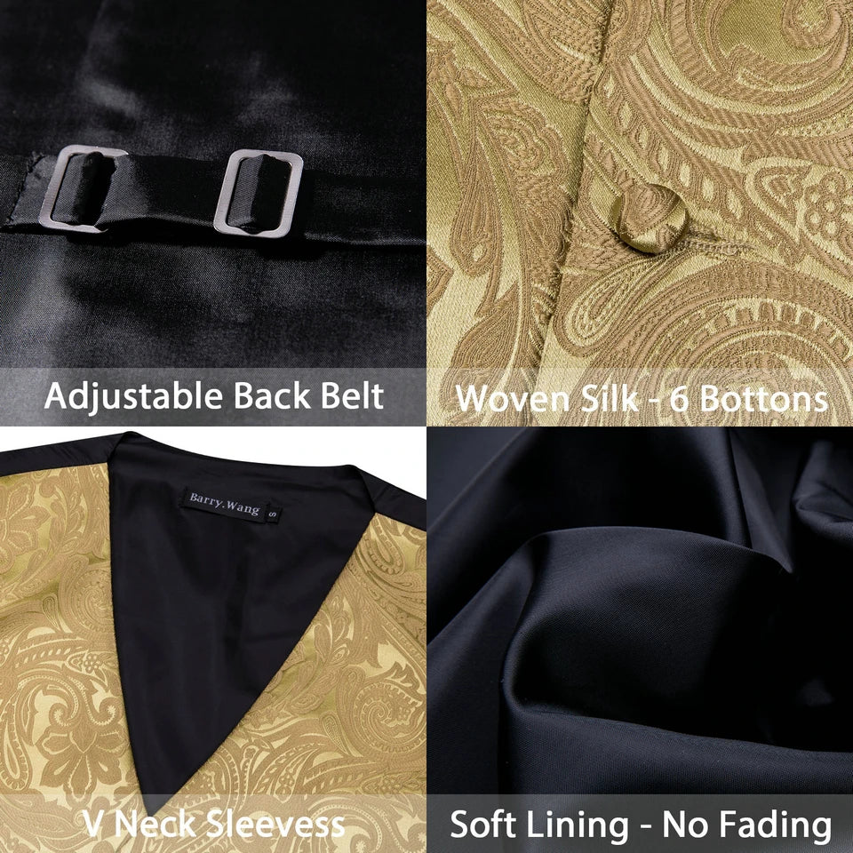 Men’s Luxury Silk Waistcoat Set | Gold Waistcoat Sets Luxurious Weddings