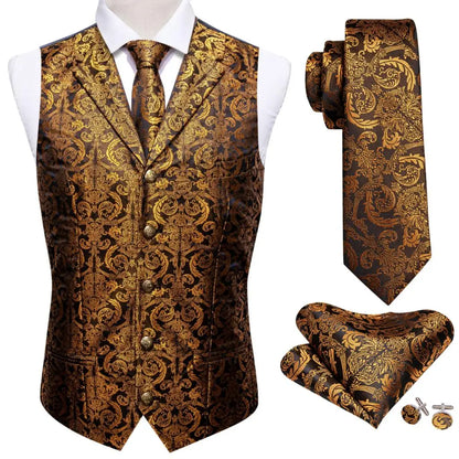 Men’s Luxury Silk Waistcoat Set | Gold Waistcoat Sets Luxurious Weddings