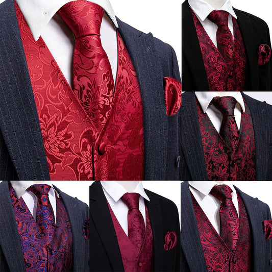 Men’s Luxury Silk Waistcoat Set | Red Waistcoat Sets Luxurious Weddings