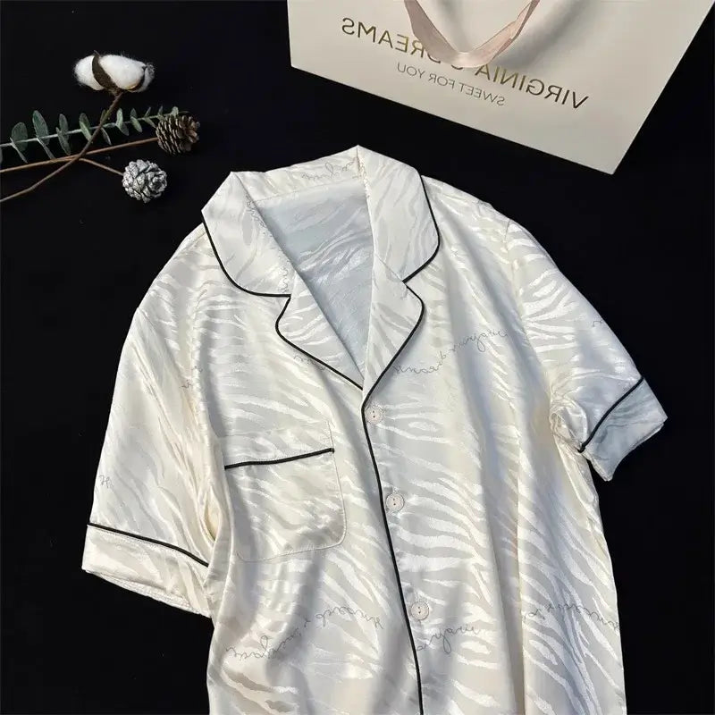 Luxury Zebra Stripe Print Silk Pajama Set Silk Pajama's Luxurious Weddings