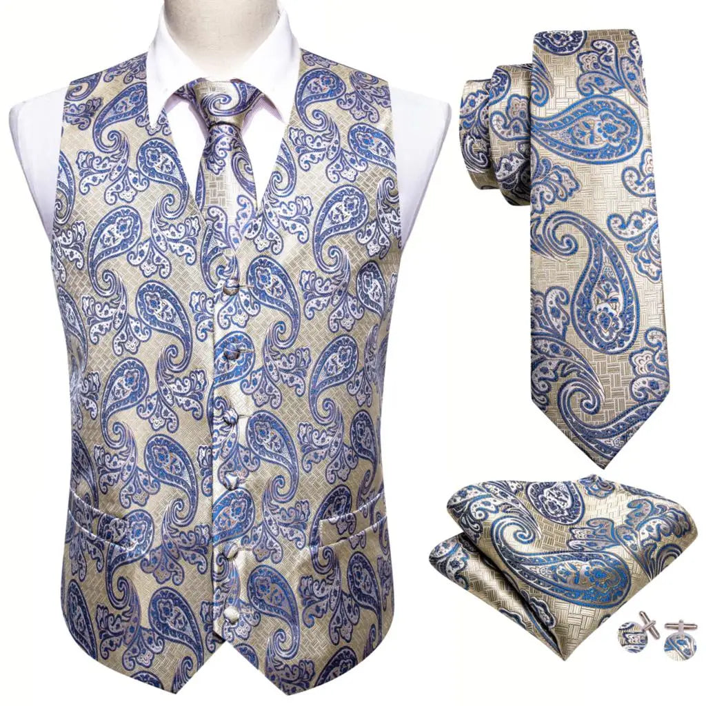 Men’s Luxury Silk Waistcoat Set | Gold Waistcoat Sets Luxurious Weddings