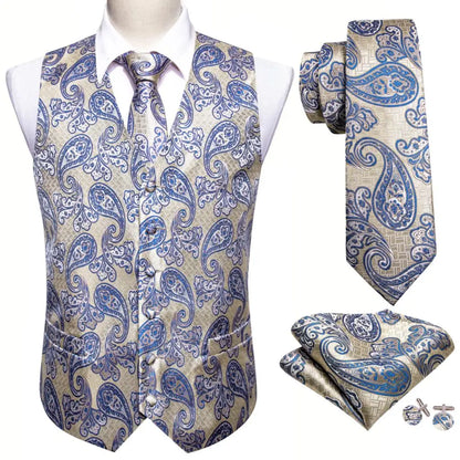 Men’s Luxury Silk Waistcoat Set | Gold Waistcoat Sets Luxurious Weddings