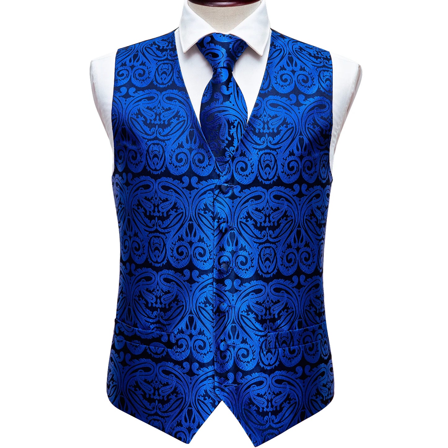 Men's Luxury Silk Waistcoat Set | Blue Waistcoat Luxurious Weddings