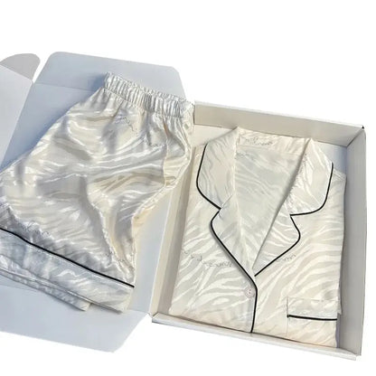 Luxury Zebra Stripe Print Silk Pajama Set Silk Pajama's Luxurious Weddings