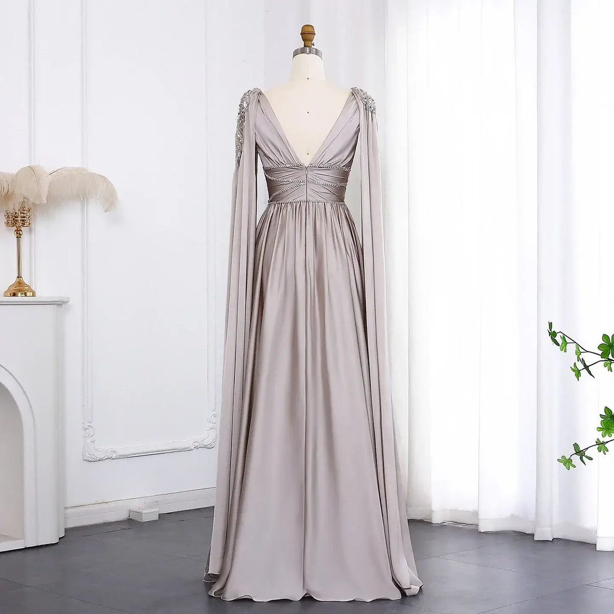 Luxury Crystal Rose Gold Evening Dress with Cape mpther of the bride Luxurious Weddings