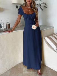 Devine Sweetheart Neck Short Sleeve Maxi Dress Maxi dresd Luxurious Weddings