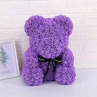 Rose Teddy Bear 25cm Artificial Flowers Rose Bear with Box Light Rose Bear Luxurious Weddings
