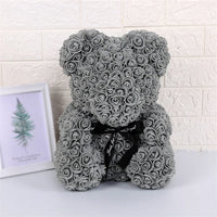Rose Teddy Bear 25cm Artificial Flowers Rose Bear with Box Light Rose Bear Luxurious Weddings