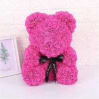 Rose Teddy Bear 25cm Artificial Flowers Rose Bear with Box Light Rose Bear Luxurious Weddings