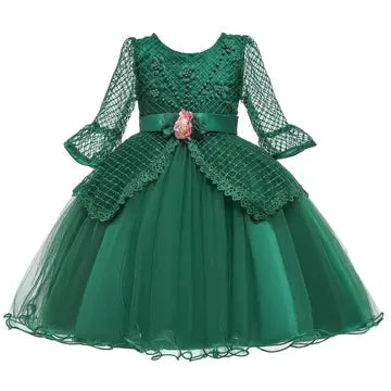 Long Sleeve Elegant Hollow Dress girls dress Luxurious Weddings