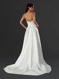 Bridal Long Slit Simple Wedding Dress A-line Gown Luxurious Weddings