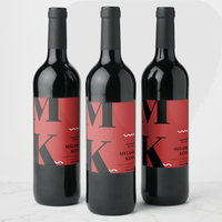 Red & Black Wine Bottle Labels x6 Wine Labels Luxurious Weddings