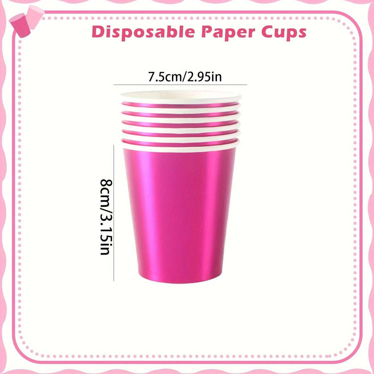 Metallic Pink Paper Cups - Elegant Party Supplies Party Supplies Luxurious Weddings