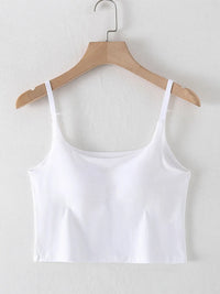 Scoop Neck Cropped Cami with Chest Pads Singlet Luxurious Weddings