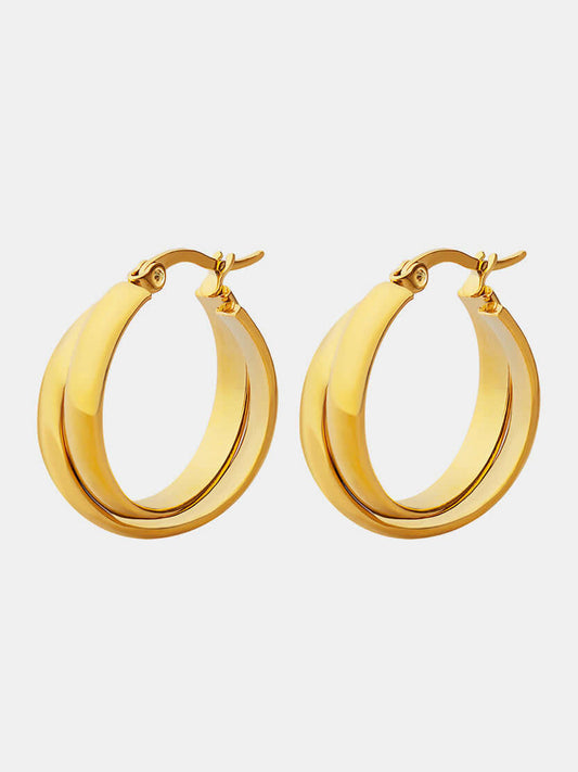 18K Gold-Plated Titanium Steel Huggie Earrings Earrings Luxurious Weddings