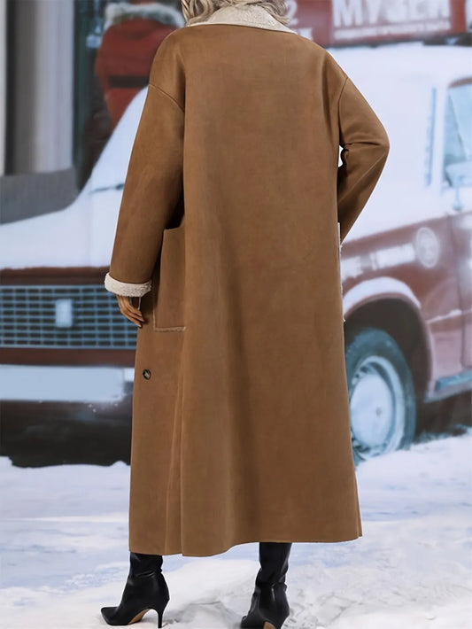 Plus Size Drop Shoulder Sherpa Longline Coat Plus size coat Luxurious Weddings
