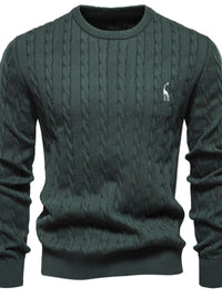 Men's Cable-Knit Round Neck Long Sleeve Sweater Sweatshirts Luxurious Weddings