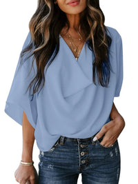 Full Size Ruched Three-Quarter Sleeve Blouse Plus Size Blouse Luxurious Weddings