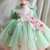 Children's Bow Mesh Bubble Skirt Dress girls dress Luxurious Weddings