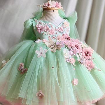 Children's Bow Mesh Bubble Skirt Dress girls dress Luxurious Weddings