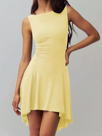 High-Low Round Neck Sleeveless Dress Dresses Luxurious Weddings