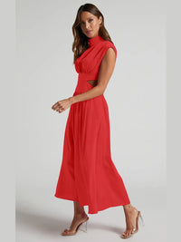 Cutout Mock Neck Sleeveless Ruched Dress Sleeveless dress Luxurious Weddings
