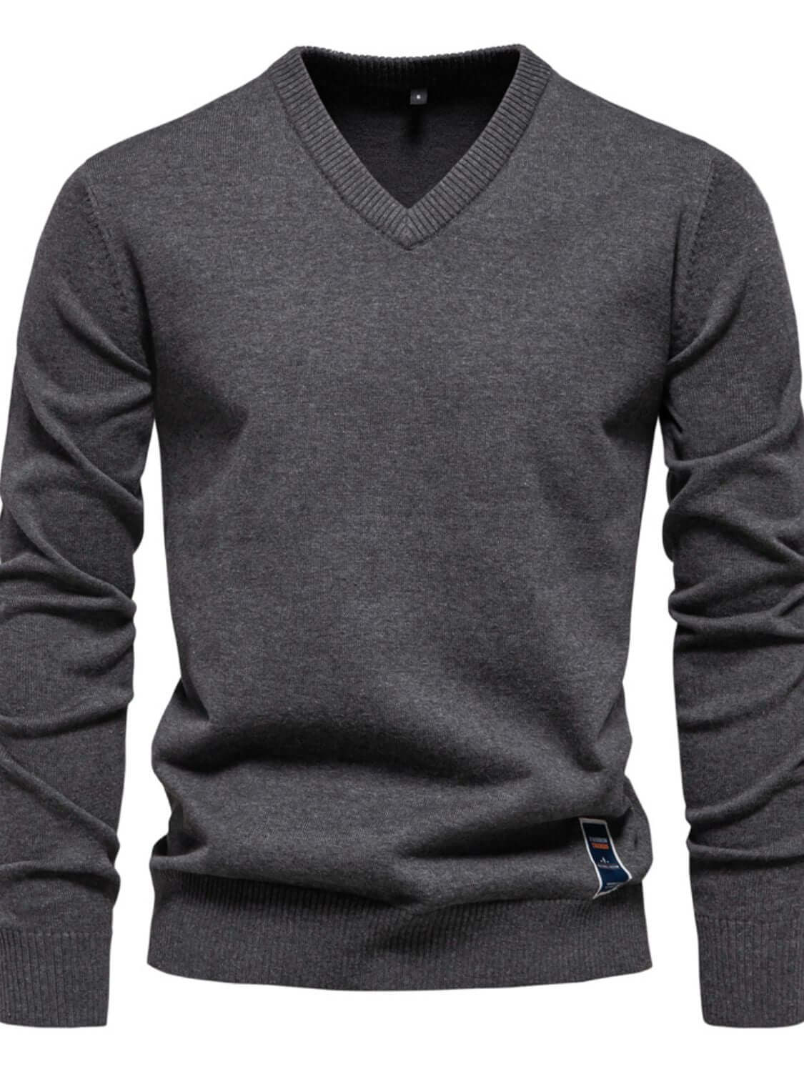 Men's Ribbed Hem V-Neck Long Sleeve Sweater Sweatshirts Luxurious Weddings