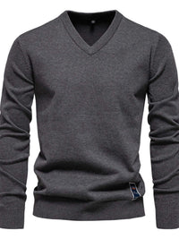 Men's Ribbed Hem V-Neck Long Sleeve Sweater Sweatshirts Luxurious Weddings