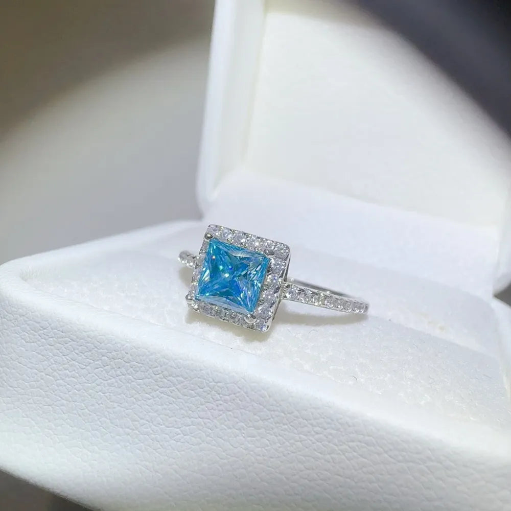 2 Carat Moissanite 925 Sterling Silver Square Shape Ring men's rings Luxurious Weddings