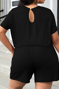 Plus Size Drawstring Waist Romper with Pockets Plus size romper Luxurious Weddings