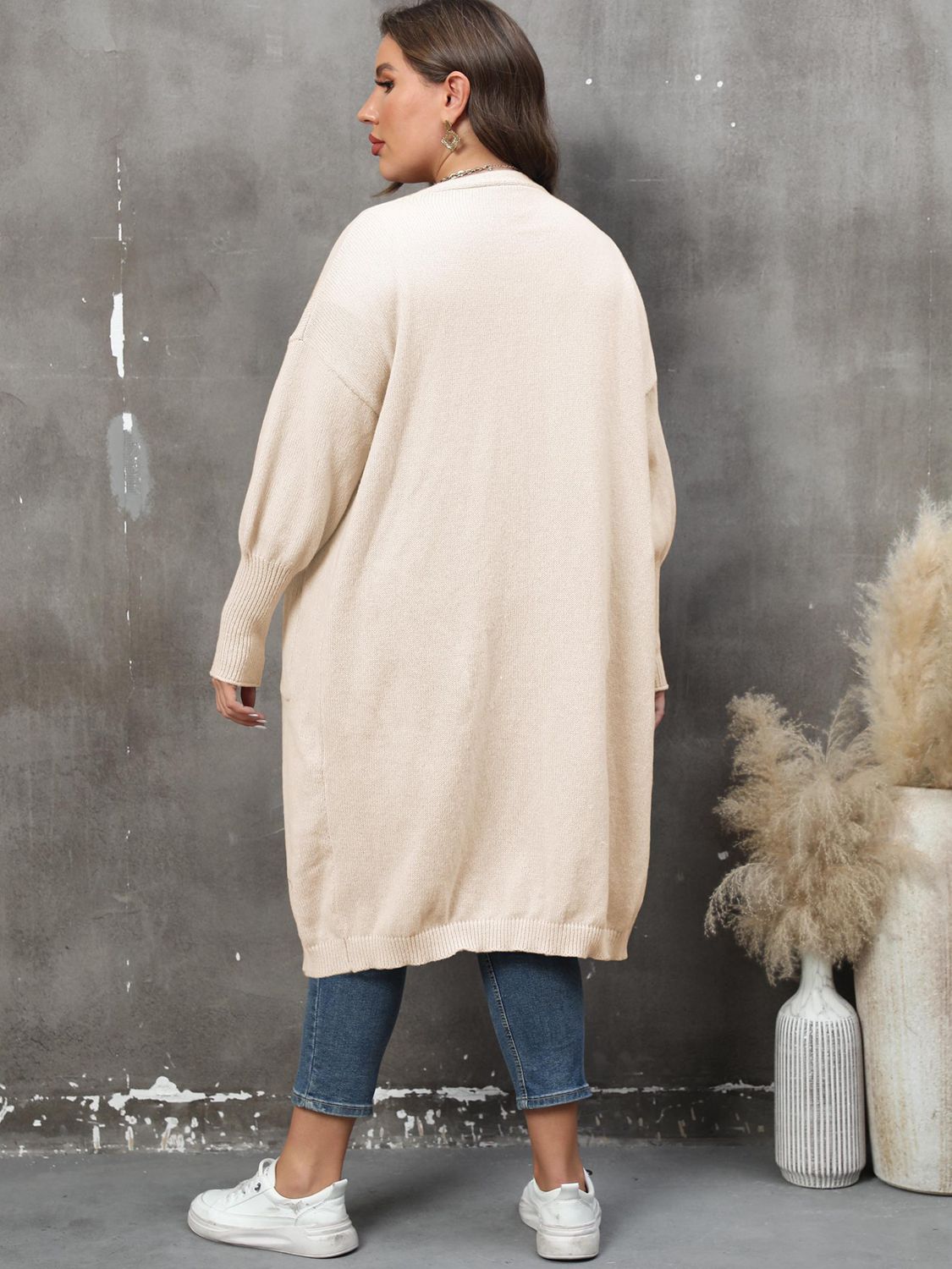 Plus Size Long Sleeve Pocketed Cardigan Plus size Luxurious Weddings