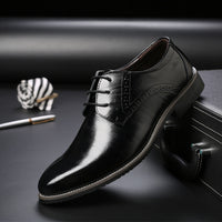 Stylish black formal plus size men's lace up leather shoes, ideal for luxurious weddings and daily use.