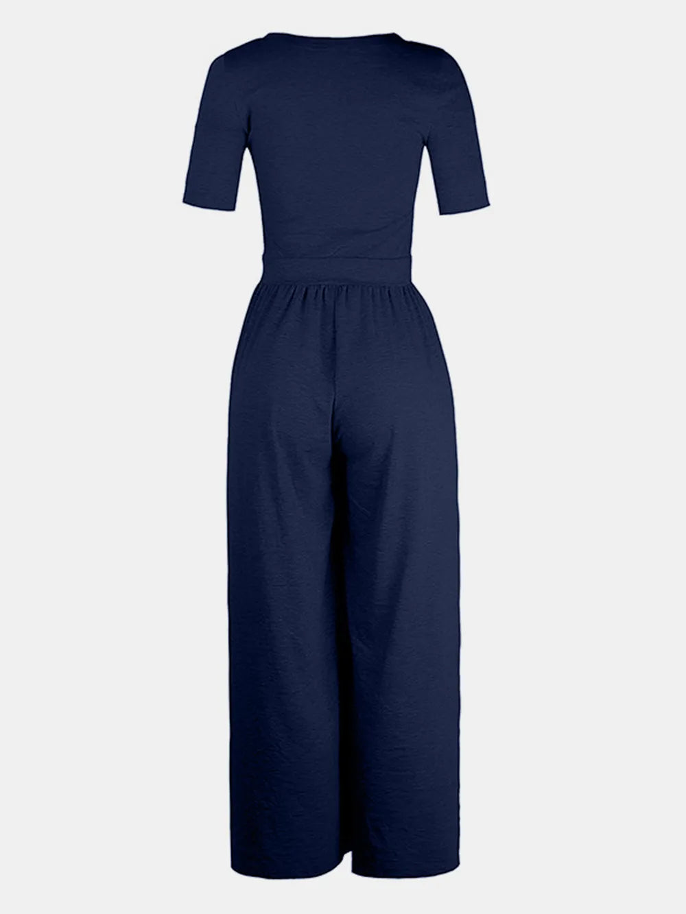 Scoop Neck Short Sleeve Jumpsuit Jumpsuit Luxurious Weddings